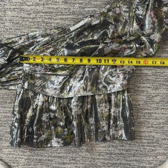 New GANNI One Shoulder Metallic Silk Top US 4/ Small - Picture 9 of 14